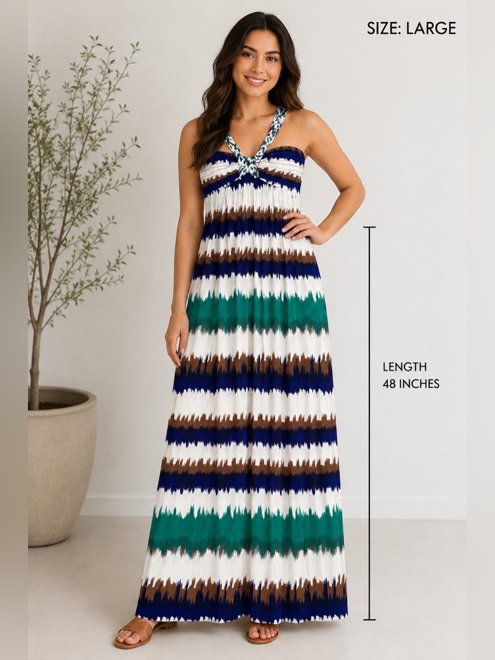 Design History Women's Printed Maxi Dress Size Large - Sleeveless Summer Dress